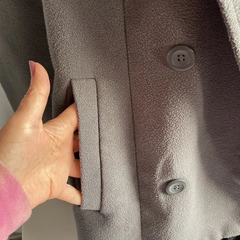 Forever 21 Gray Pea Coat Size Large - Picture 5 of 12